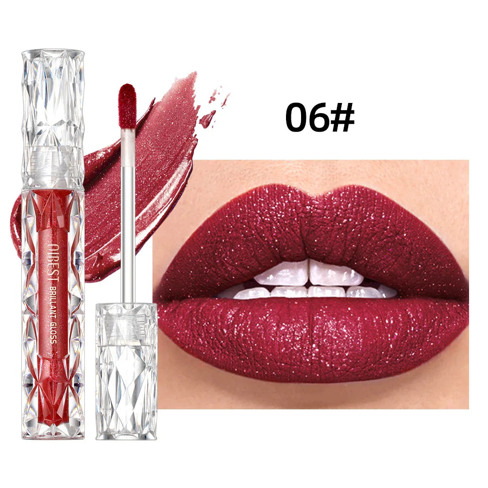 QIBEST Waterproof Diamond Shimmer Glitter Lip Gloss