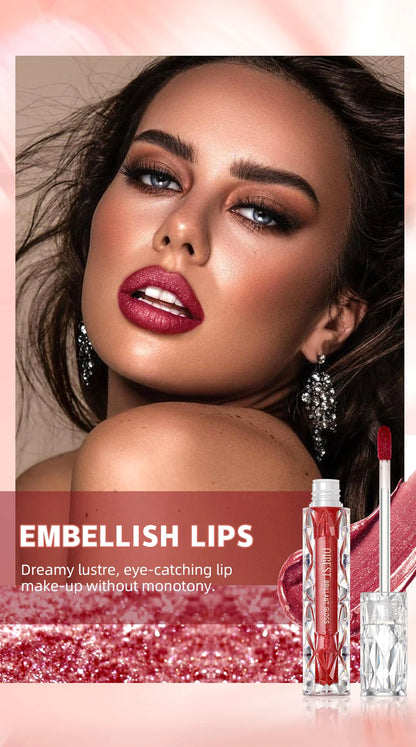 QIBEST Waterproof Diamond Shimmer Glitter Lip Gloss