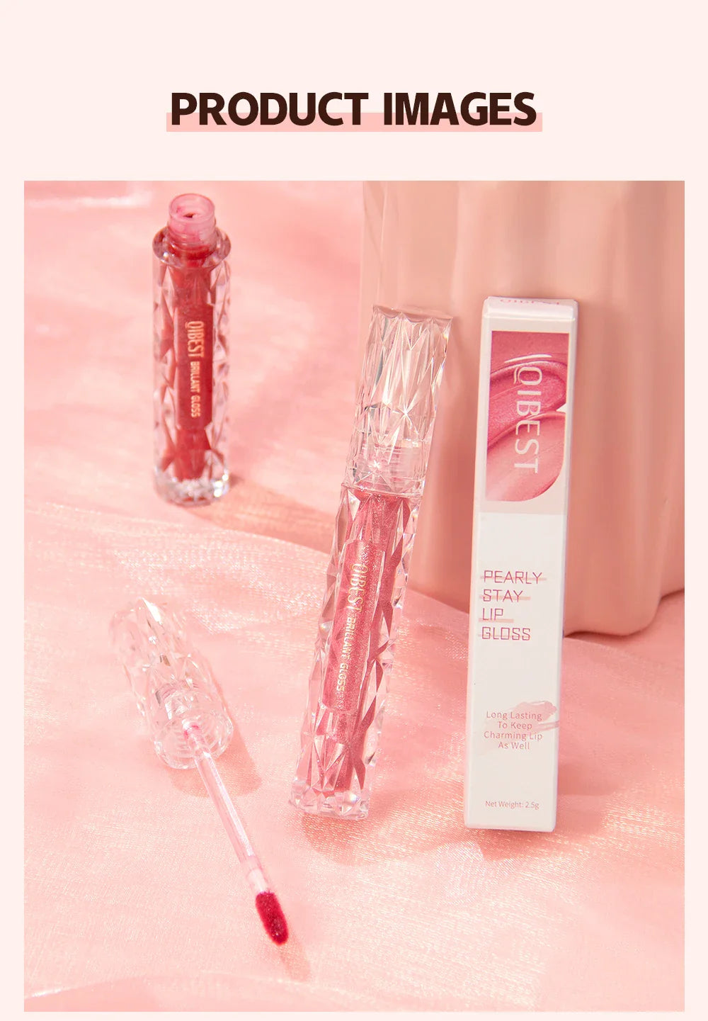 QIBEST Waterproof Diamond Shimmer Glitter Lip Gloss