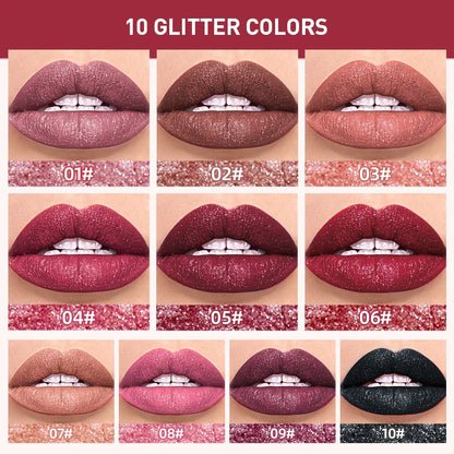 QIBEST Waterproof Diamond Shimmer Glitter Lip Gloss