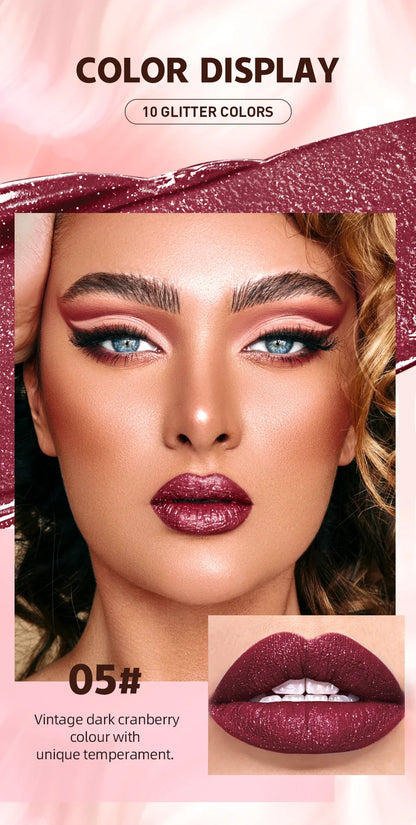 QIBEST Waterproof Diamond Shimmer Glitter Lip Gloss