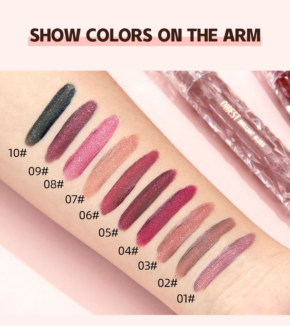 QIBEST Waterproof Diamond Shimmer Glitter Lip Gloss