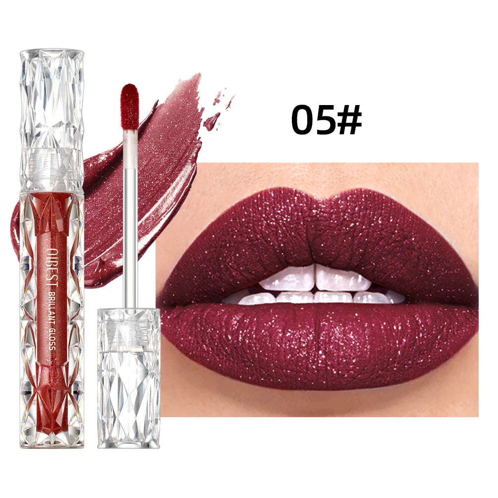 QIBEST Waterproof Diamond Shimmer Glitter Lip Gloss