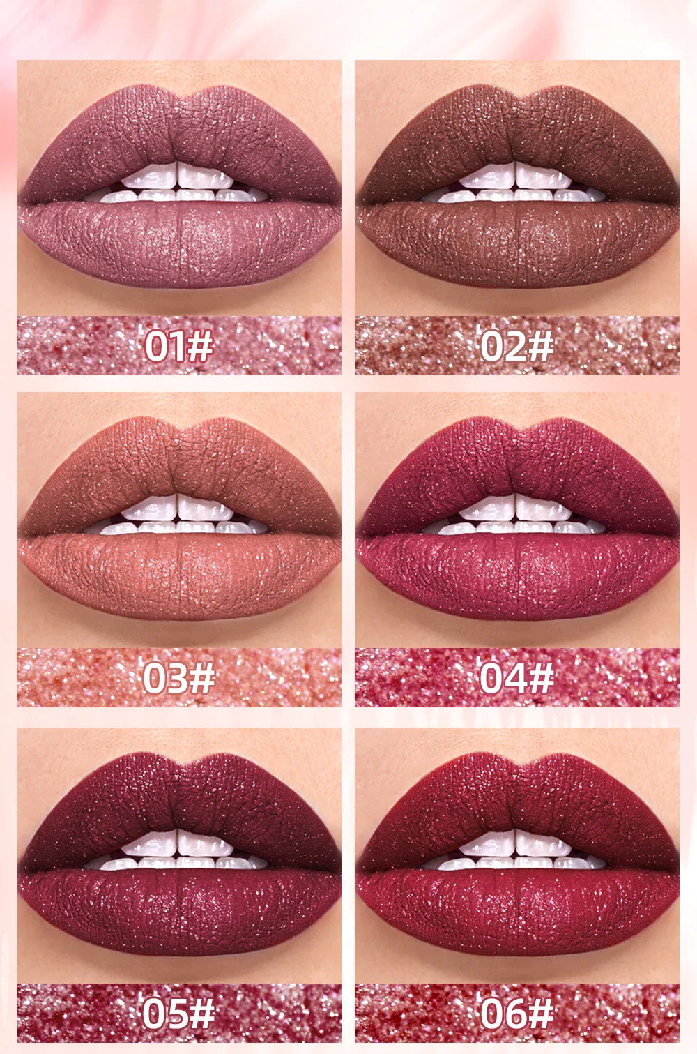 QIBEST Waterproof Diamond Shimmer Glitter Lip Gloss