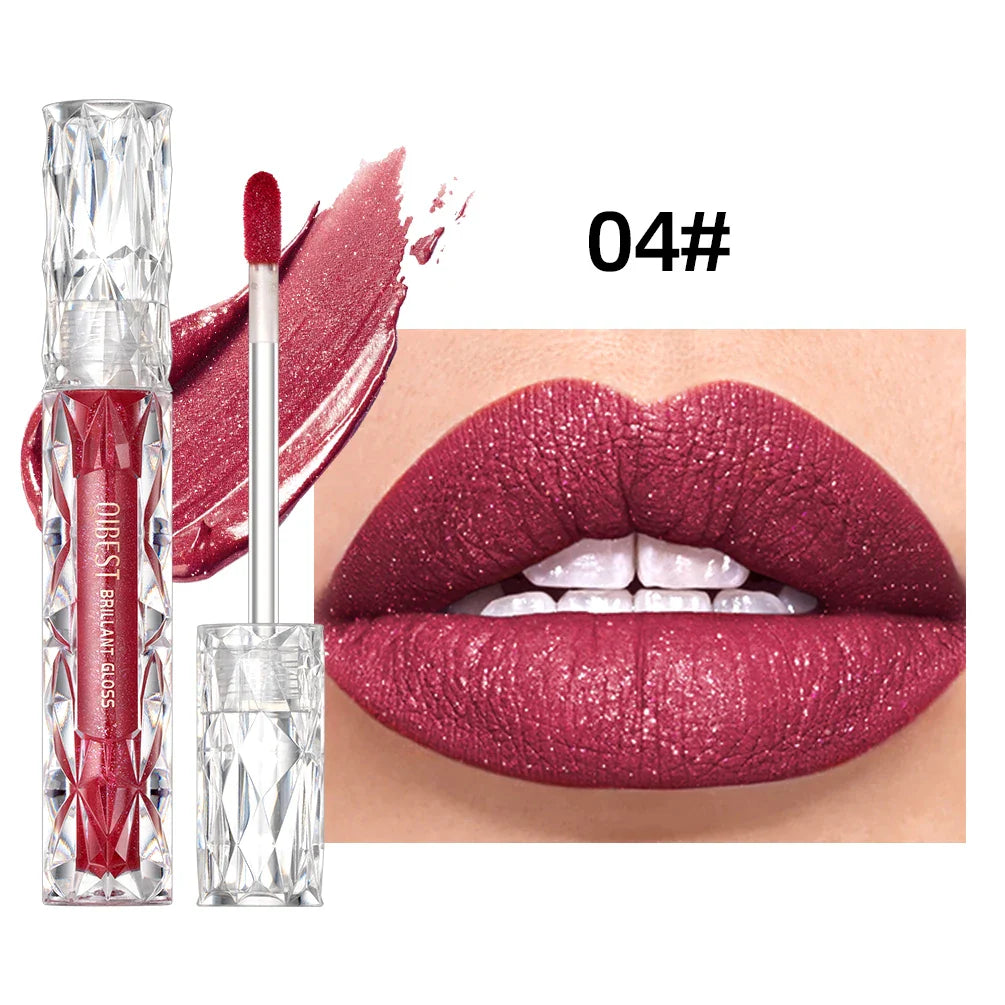 QIBEST Waterproof Diamond Shimmer Glitter Lip Gloss