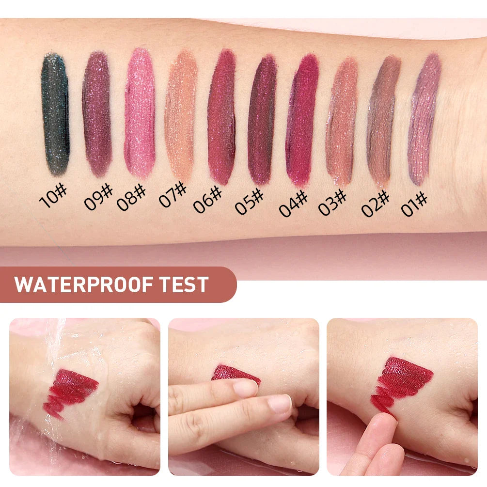 QIBEST Waterproof Diamond Shimmer Glitter Lip Gloss