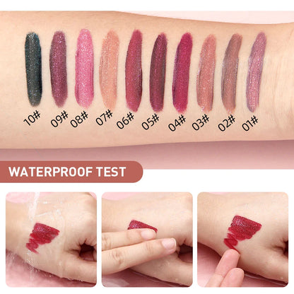QIBEST Waterproof Diamond Shimmer Glitter Lip Gloss